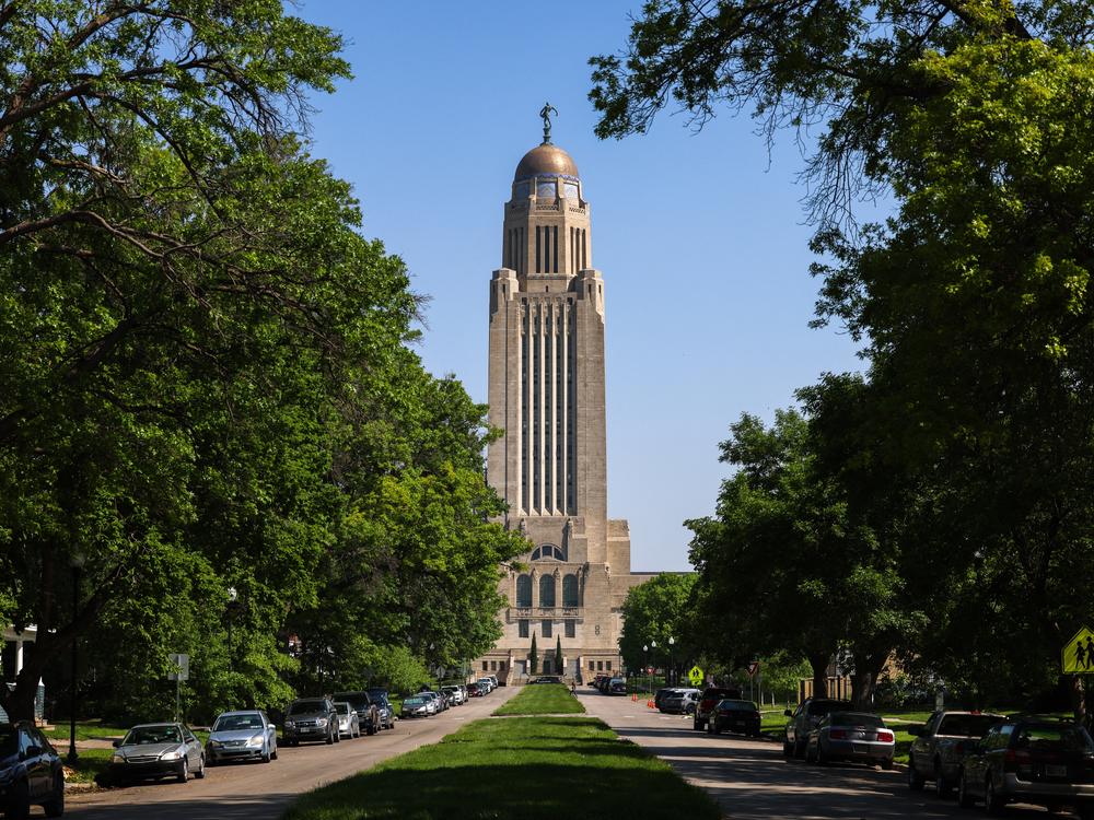 The Nebraska State Capitol is seen in Lincoln, Nebraska, on May 14, 2024. 