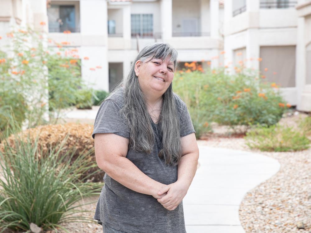 Potential home buyer Christi Lazaroff poses for a portrait outisde an open house in Las Vegas, Nevada on Sept. 20, 2024.