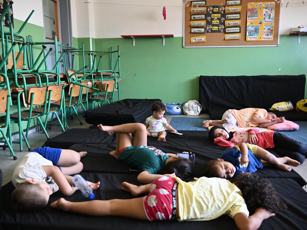 Lebanese who were forced to flee their homes due to Israeli airstrikes have been housed in school buildings in Lebanon's capital of Beirut on Tuesday.