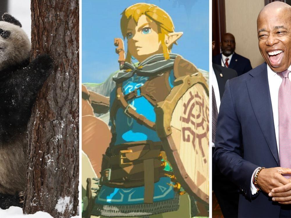  From left: Lumi the panda, Link (not Zelda), New York City Mayor Eric Adams.