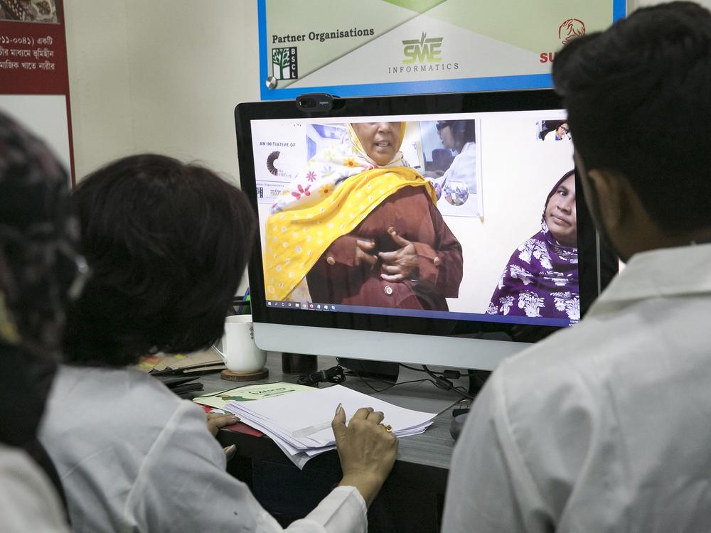 Dr. Tina Mustahid sees patients over video from her office in Dhaka, Bangladesh. She most often deals with gynecological and digestive issues, joint pain, skin diseases and fever.