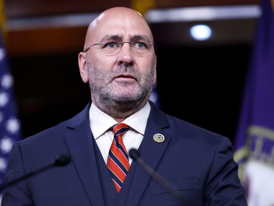 Rep. Clay Higgins (R-LA) speaks during a press conference on the National Defense Authorization Act (NDAA) with members of the House Freedom Caucus on July 14, 2023 in Washington, D.C.