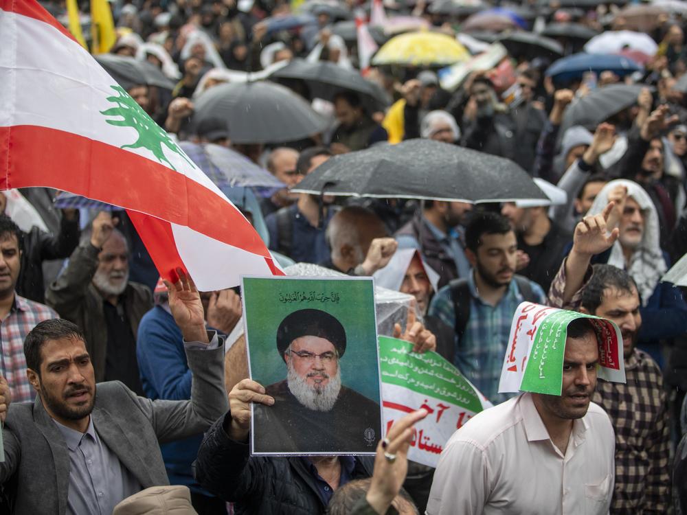Iranians protest in Tehran on Saturday against the Israeli airstrike in Lebanon that killed Hassan Nasrallah and several Hezbollah commanders.