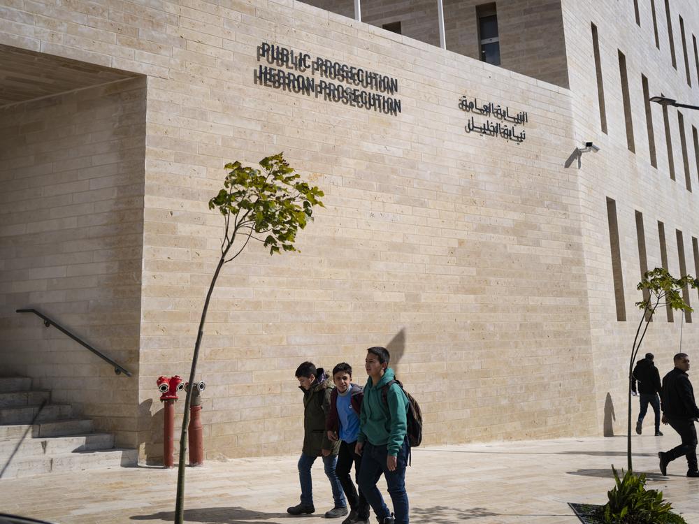The courthouse in Hebron where a defendant is being tried for the murder of Ahmad Abu Markhiya.