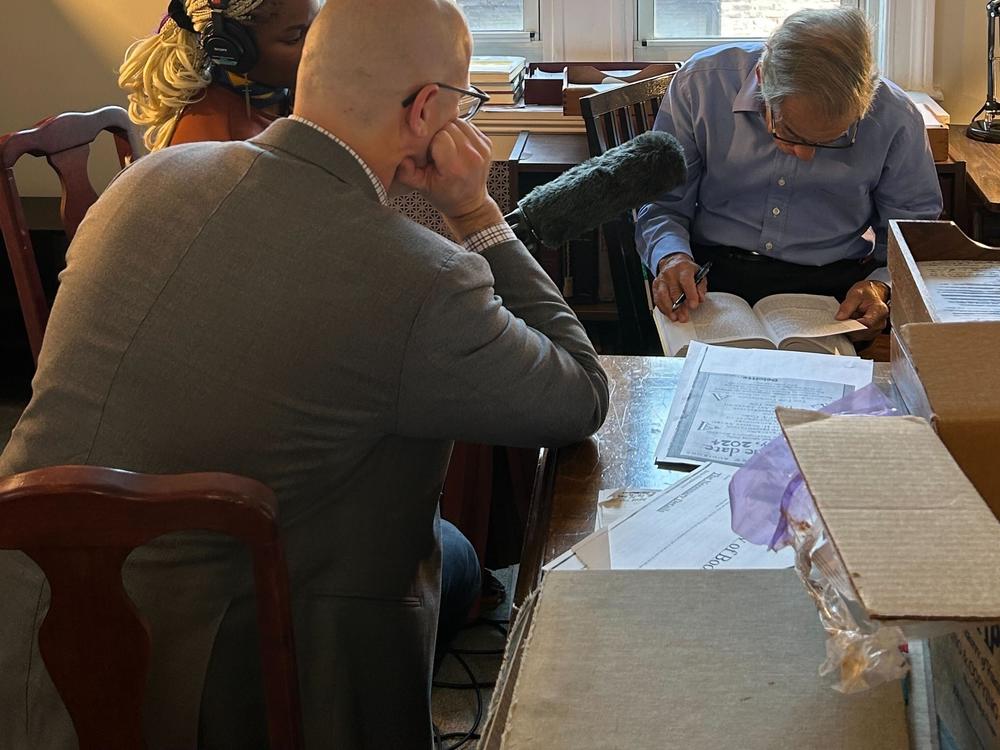 Caro goes through Scott Detrow's copy of <em>The Power Broker</em> to find a key passage.