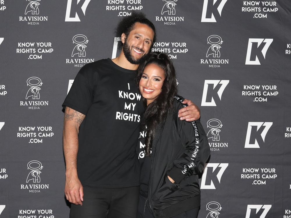 Colin Kaepernick and Nessa Diab pose for a portrait.