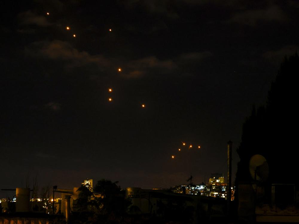 This picture shows projectiles above Jerusalem on Tuesday. Iran said it launched a missile attack at Israel in response to the killing of Hezbollah chief Hassan Nasrallah and other militant leaders last week.