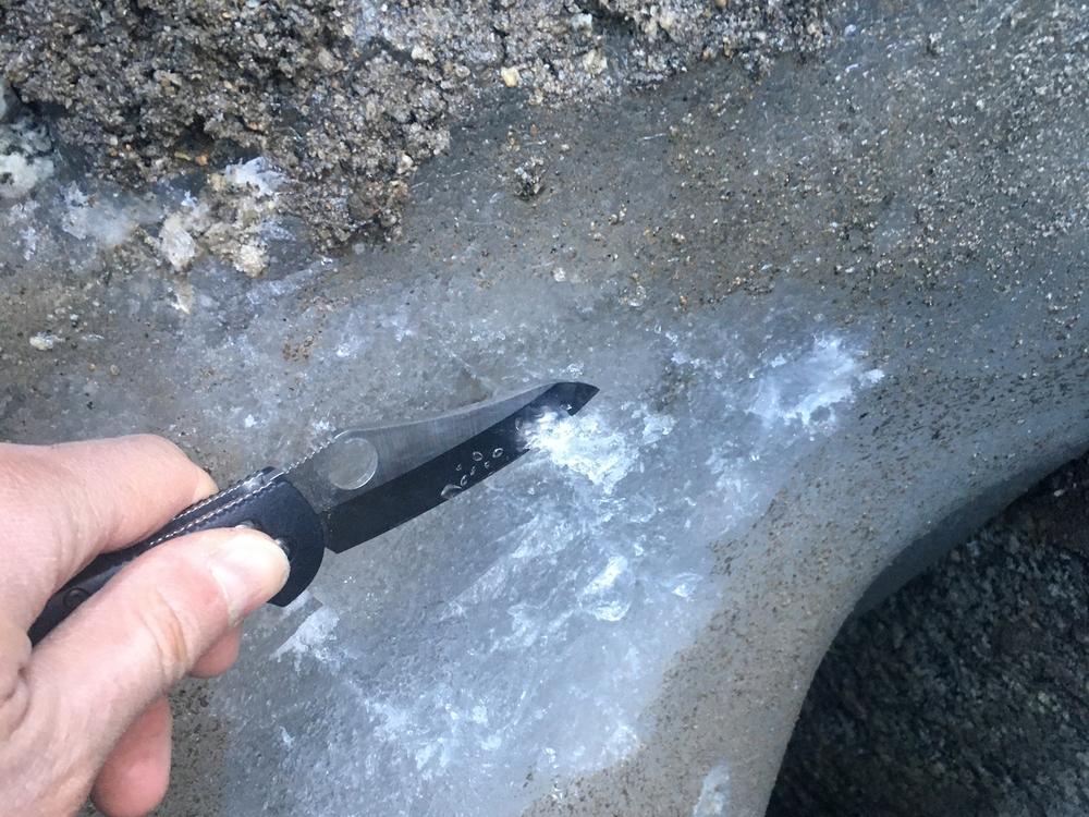 Close up image of rare glacier ice exposure in a rock glacier in the Central Wasatch Mountains.