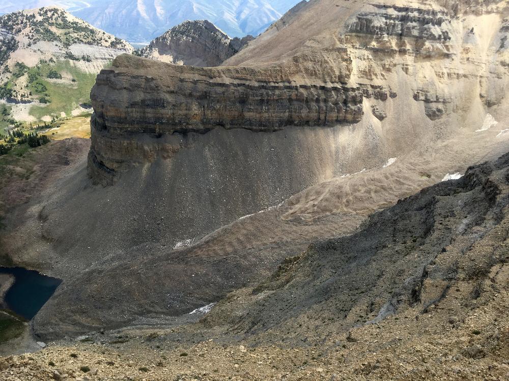 View from above of the Timpanogos rock glacier in the Wasatch range in north-central Utah.<br>