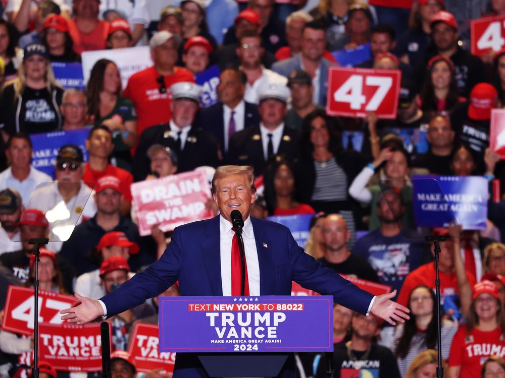 Former President Donald Trump held a campaign rally at the Nassau Veterans Memorial Coliseum on September 18, 2024 in Uniondale, New York. The rally was seen by House Republicans as a sign that Trump realizes he has to help them win.