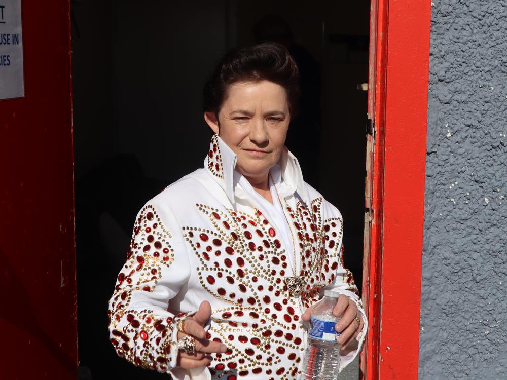 Elvis tribute artist Janny James at the Porthcawl Elvis festival.