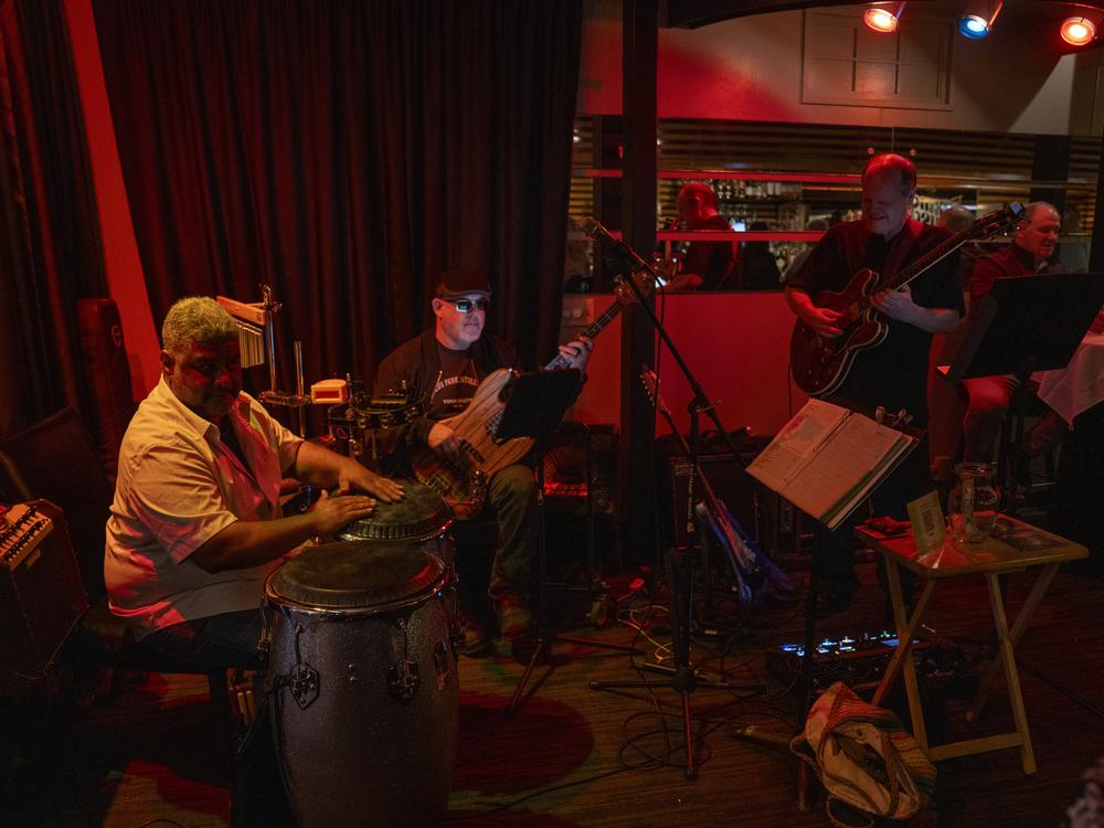Percussionist Tony Ayala performs at the supper club on a recent Friday night.