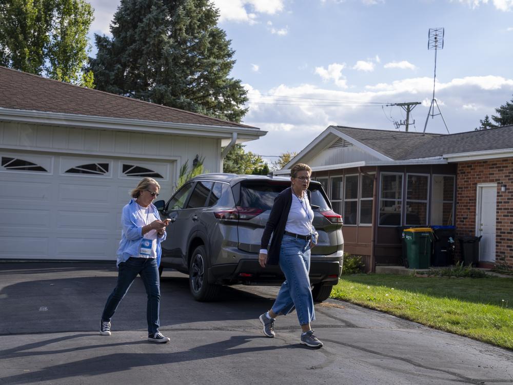 Margie Black (left) and Barb Biggler get the steps in.