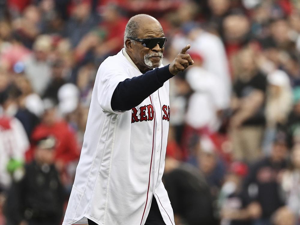 Former Boston Red Sox great Luis Tiant before Game 5 of the American League Championship Series between the Boston Red Sox and the Houston Astros on Oct. 20, 2021, at Fenway Park in Boston.