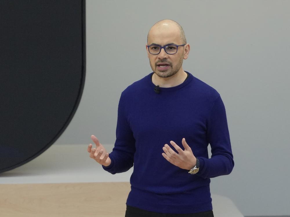 Demis Hassabis, CEO of DeepMind Technologies, speaks at a Google I/O event in Mountain View, Calif., Tuesday, May 14, 2024.