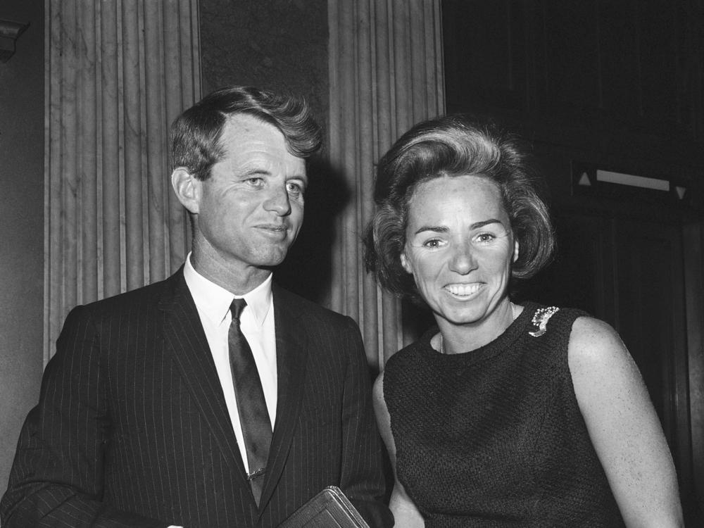 Sen. Robert Kennedy poses with his wife Ethel outside the Senate chamber on Oct. 13, 1965, in Washington.
