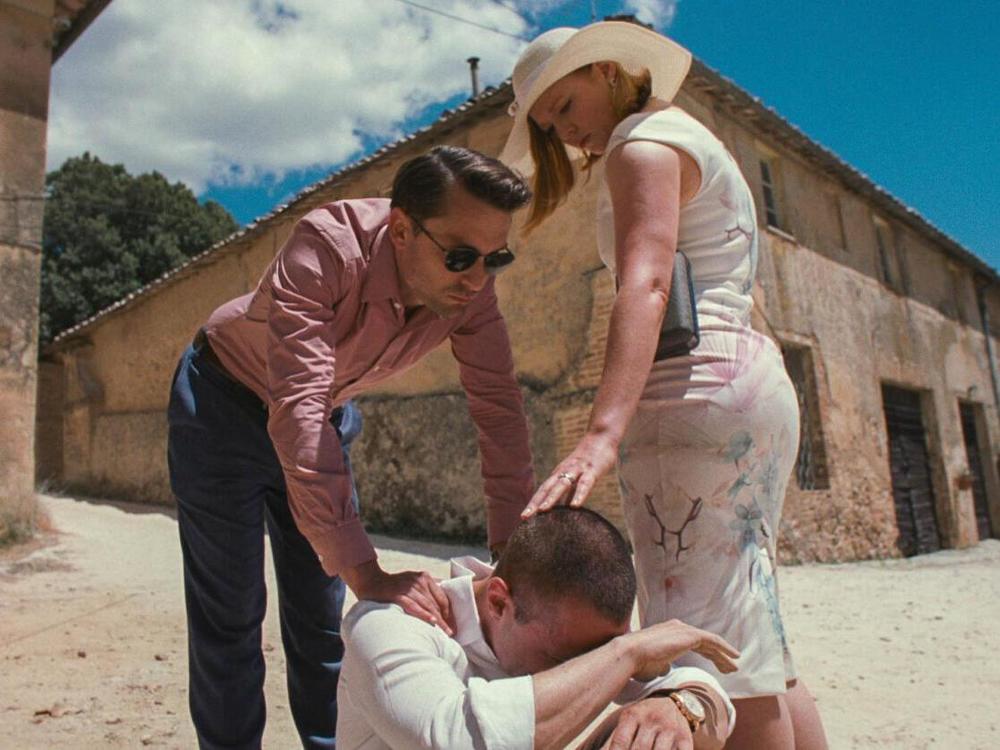 Roy siblings Roman (Kieran Culkin) and Shiv (Sarah Snook) comfort Kendall (Strong) as he makes a seismic confession in the Season 3 finale of <em>Succession</em>.