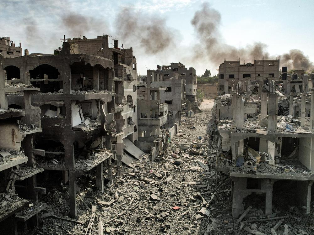 Buildings destroyed by Israeli airstrikes in Gaza's Jabalia camp for Palestinian refugees on Oct. 11, 2023.