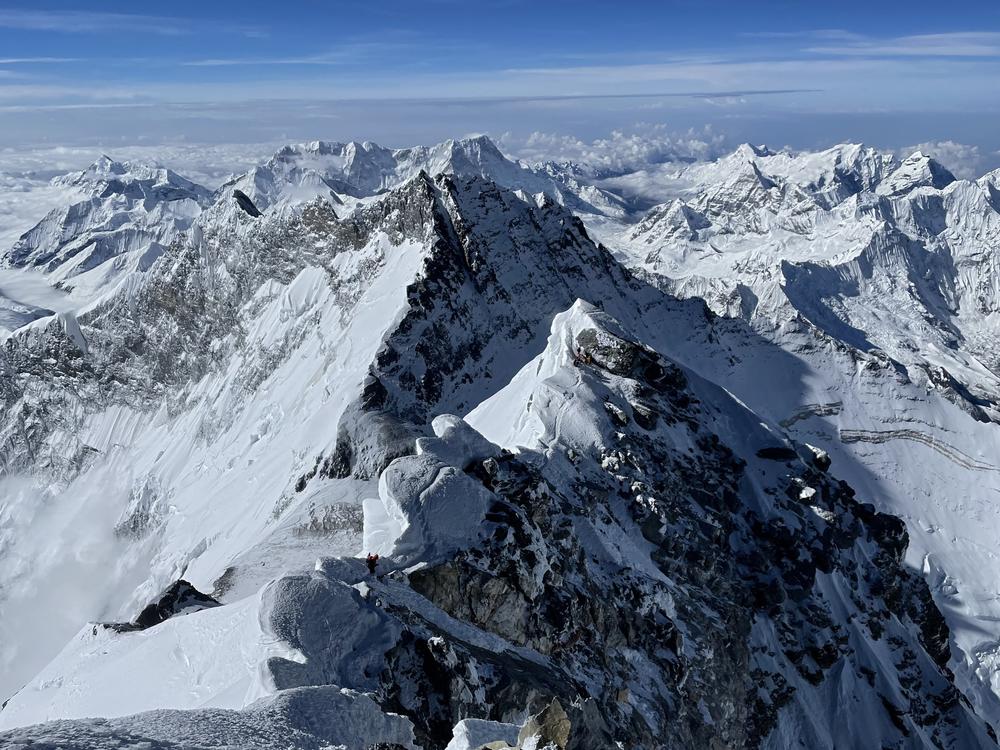 The Himalayas are seen from the summit of Mount Everest in Nepal on May 31, 2021.