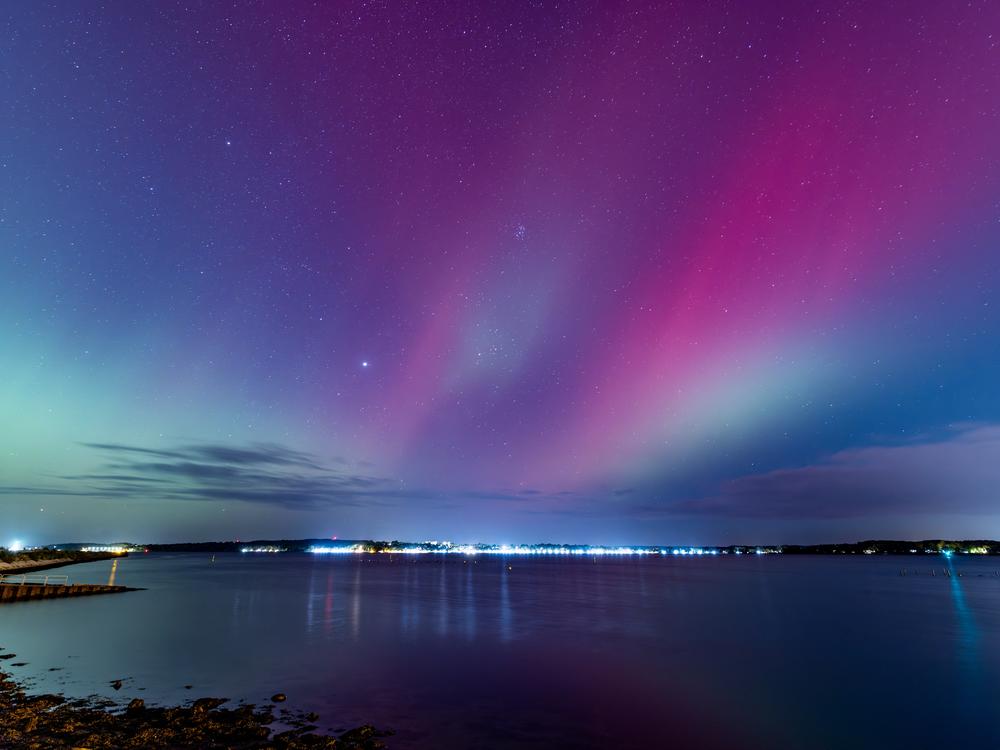 Northern lights are seen over the Baltic Sea close to Kiel, northern Germany, on Oct. 10.