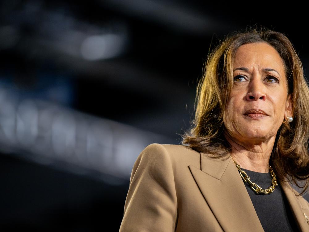 Kamala Harris at a campaign rally on October 10.