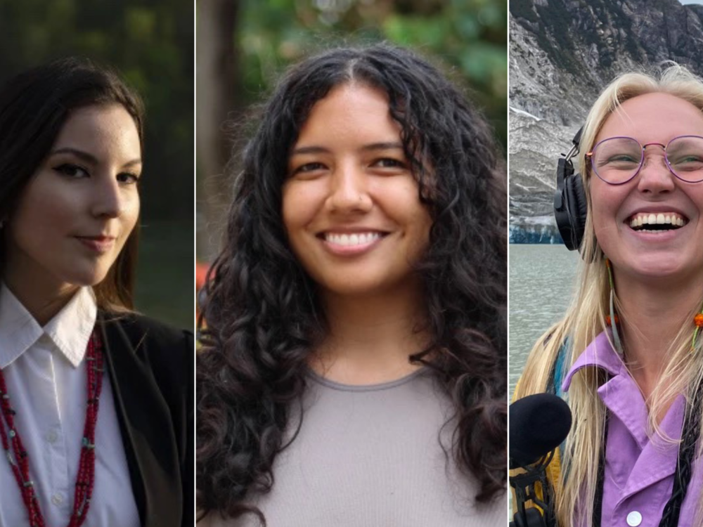 Sarah Liese of KOSU (left), Cassie Ordonio of Hawaii Public Radio (middle) and Sage Smiley of KYUK (right)