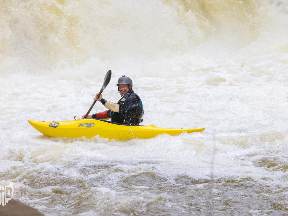 Paddler Tommy Piros during the 2023 Cuyahoga Falls Fest.