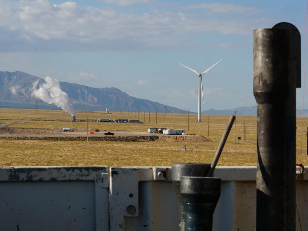 Steam rises from a Fervo Energy well in southwestern Utah