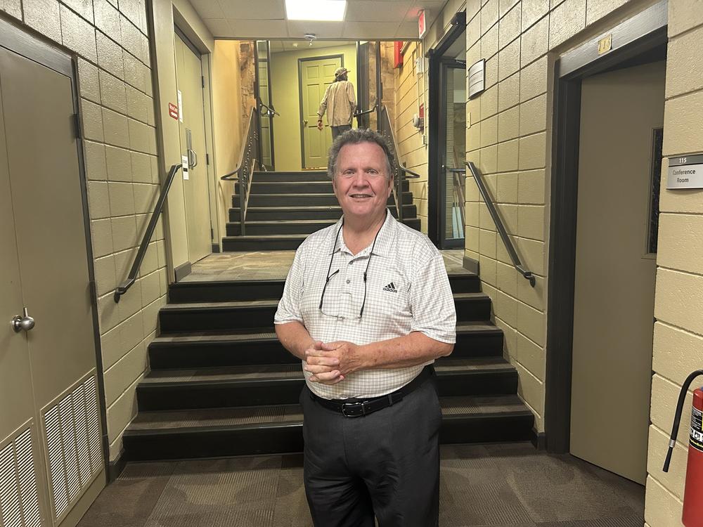 Keith Lowhorne stands outside the chapel of Locust Grove Baptist Church in New Market, Alabama on Aug. 22. Lowhorne is founder of Grandparents as Parents, a support group. Lowhorne and his wife are raising a granddaughter.