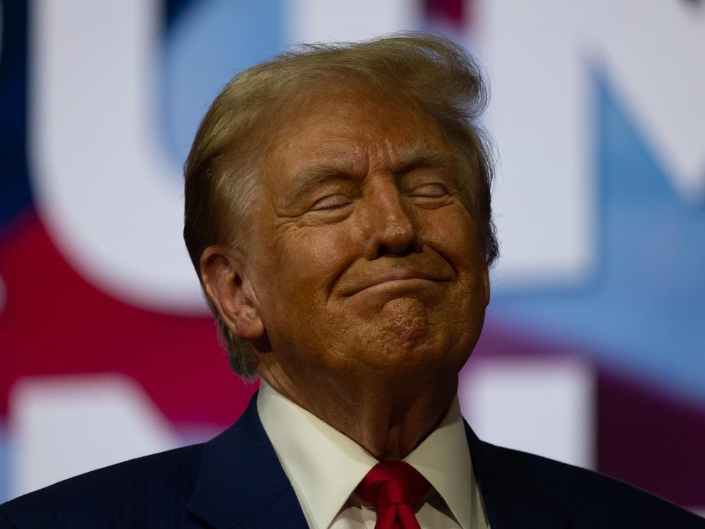 Former President Donald Trump, the Republican presidential nominee, holds a town hall at the Greater Philadelphia Expo Center in Oaks, Pa., on Oct. 14.