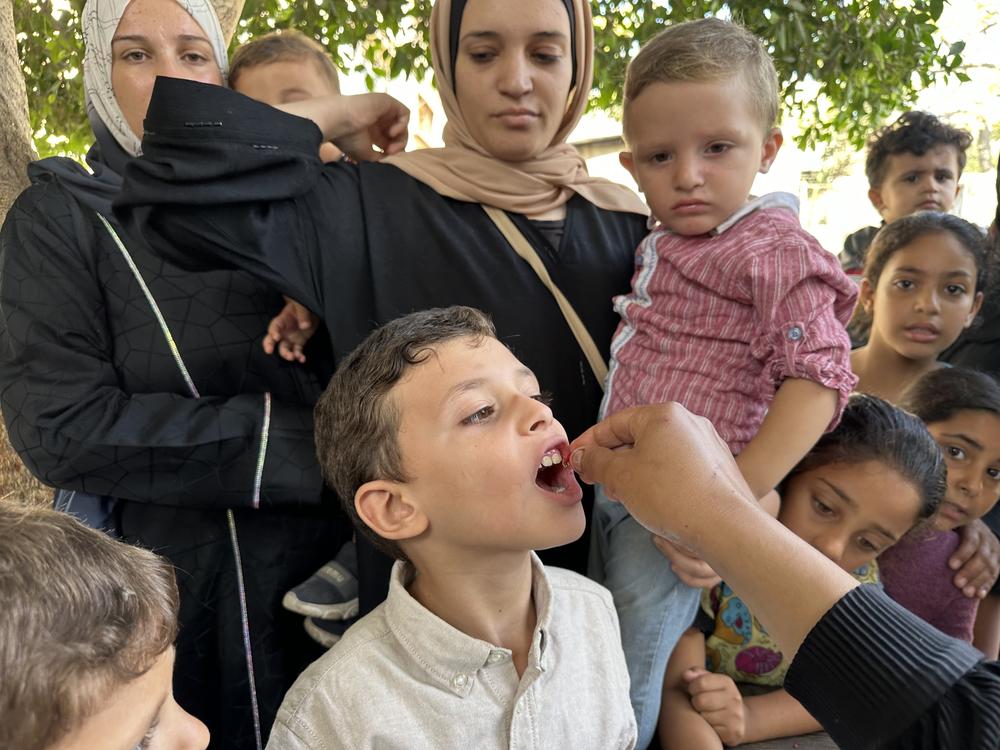 U.N. agencies administer the second phase of polio vaccinations for children in Gaza on Tuesday.