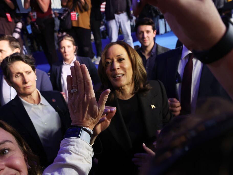 Vice President Harris, the Democratic presidential nominee, campaigns in Waterford, Mich., on Friday. Harris made numerous stops in the state as former President Donald Trump held a rally in Detroit. Early voting begins on Saturday in Michigan.