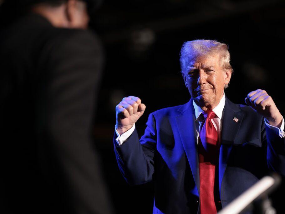 Former President Trump, Republican presidential nominee, at his campaign rally Friday in Detroit.