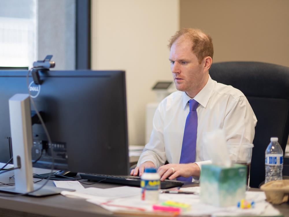 Maricopa County Recorder Stephen Richer works in his office on Oct. 11, 2024 in Phoenix, Ariz.