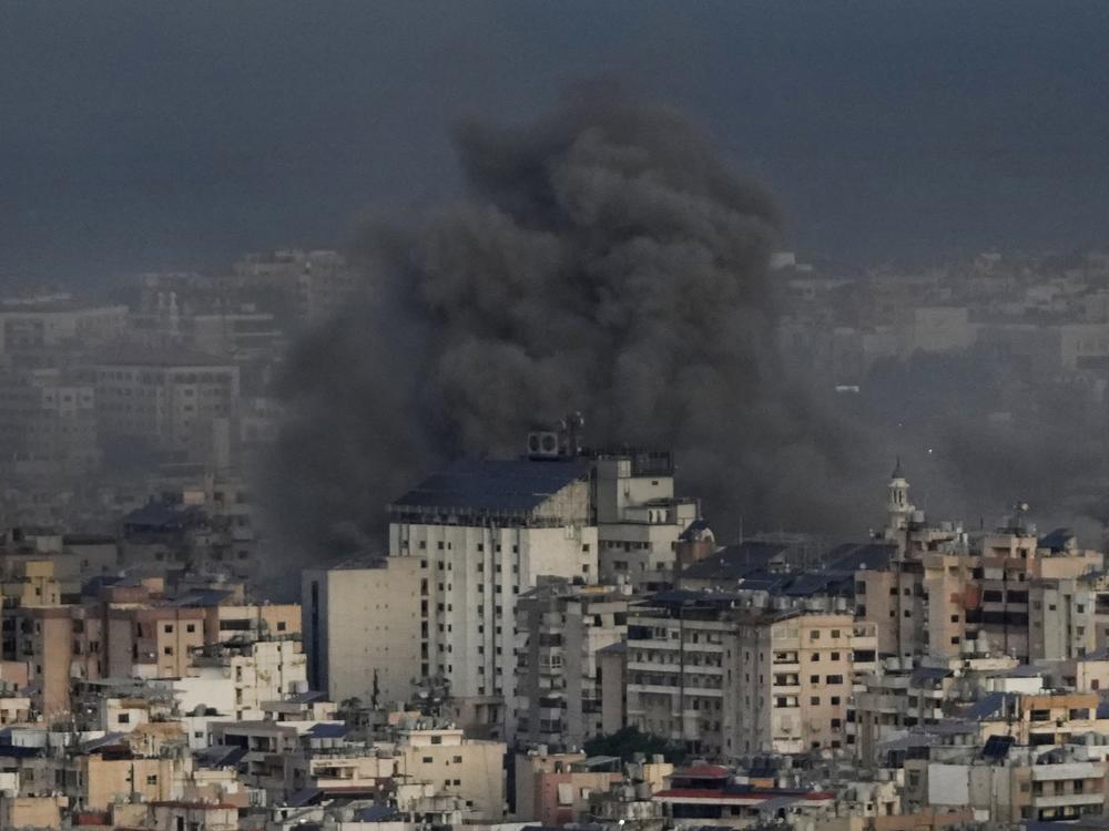 Smoke rises from Israeli airstrikes on Dahiyeh, in the southern suburb of Beirut, Lebanon, early Sunday, Oct. 20, 2024.