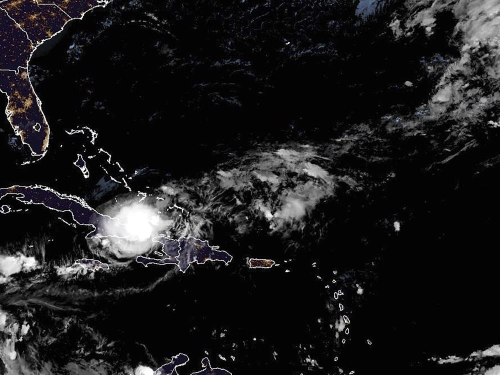 This satellite image from the National Oceanic and Atmospheric Administration taken on the evening of Sunday, Oct. 20, 2024, shows Hurricane Oscar.