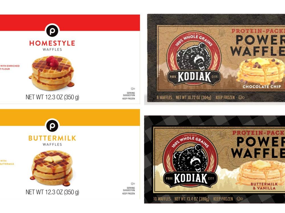 Screenshots of some of the waffle products named in the recall.