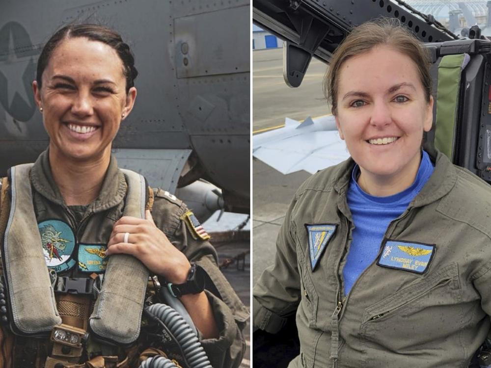This combination of undated photos released by the U.S. Navy shows left to right; Lt. Serena Wileman, a Naval Aviator, and Lt. Commander Lyndsay Evans, a Naval Flight Officer.