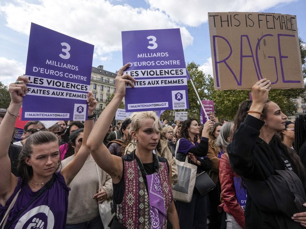 Demonstrators in Paris supported assault victim Gisele Pelicot at a gathering Sept. 14.