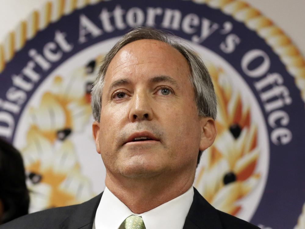Texas Attorney General Ken Paxton is shown speaking at a news conference in Dallas on June 22, 2017.