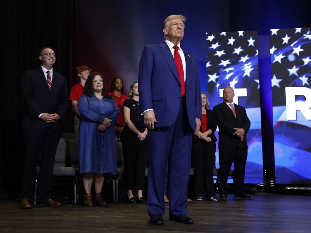 Former president Donald Trump spoke at a roundtable with faith leaders at Christ Chapel on Wednesday in Zebulon, Georgia. Trump was campaigning across Georgia as he Vice President Harris attempt to win over swing state voters.