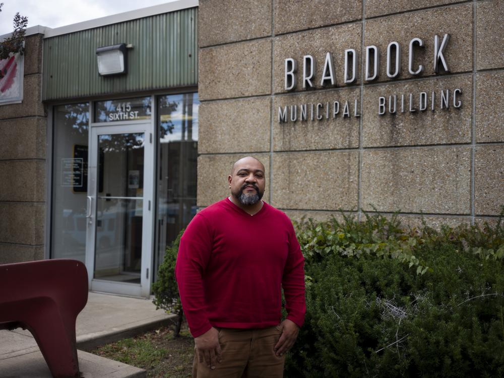 Braddock Borough Manager, Lou Ransom Jr., poses for a portrait in Braddock, Pa., on Oct. 16, 2024.
