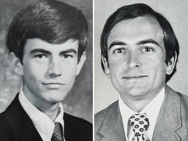 Malcolm Campbell (left) and Don Lawson from their yearbooks in the 1980s.