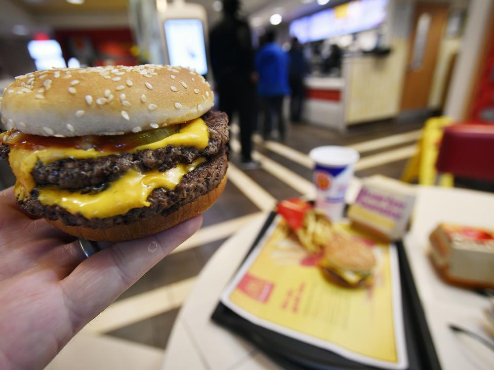 A McDonald's Double Quarter Pounder is shown on March 6, 2018, in Atlanta.