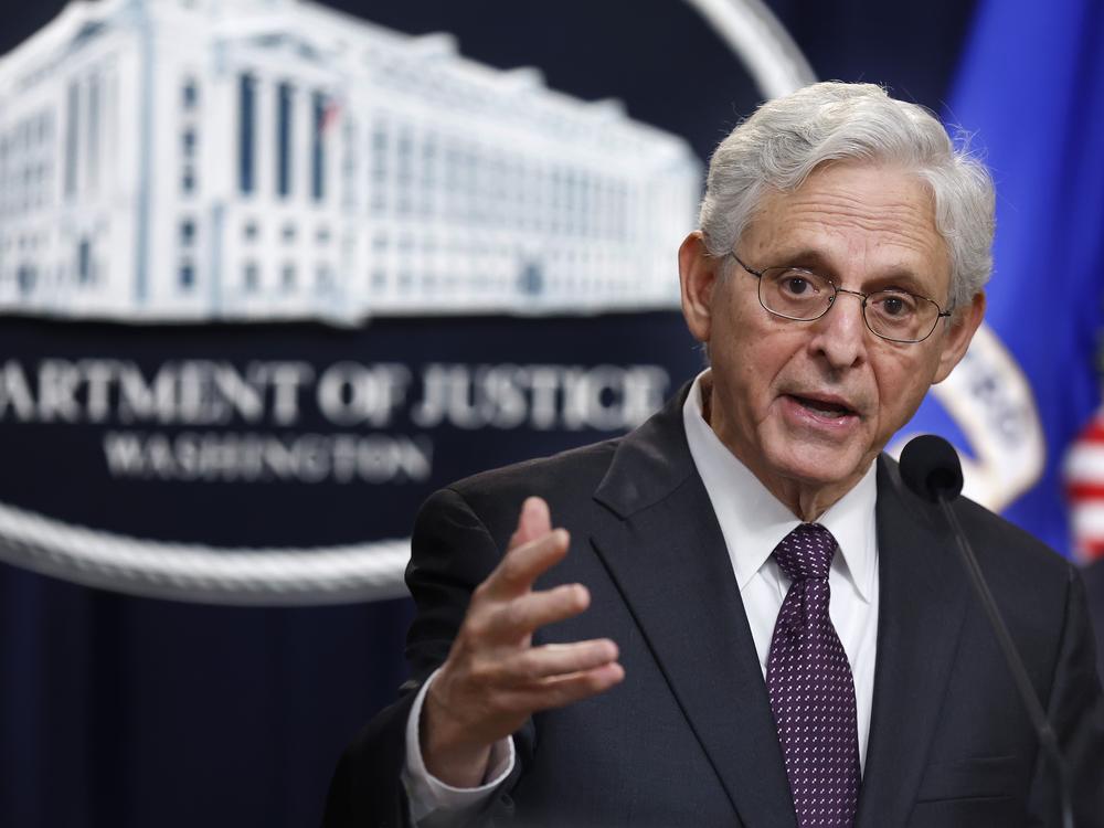 U.S. Attorney General Merrick Garland speaks at the Department of Justice on Sept. 27.