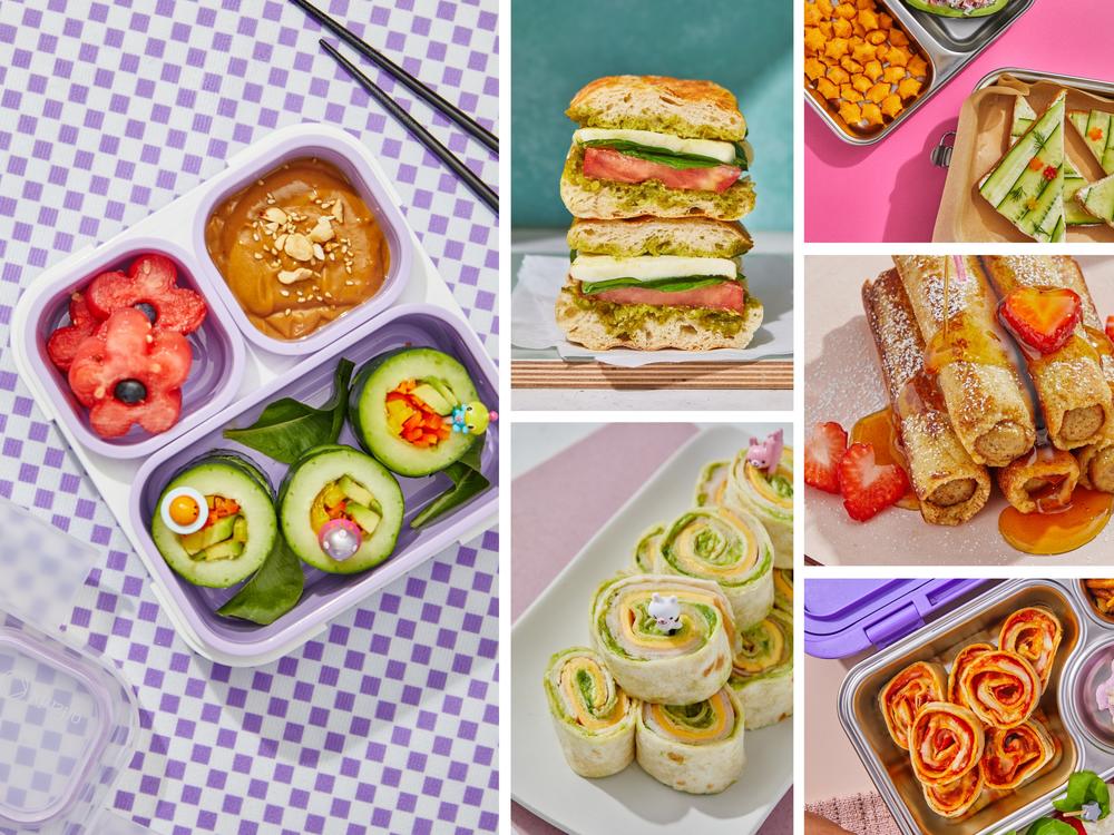 Sulhee Jessica Woo's cookbook is a collection of 150 globally inspired lunchbox recipes. The six featured here include (from left to right, counterclockwise): cucumber veggie rolls and peanut dipping sauce; mozzarella, tomato and spinach pesto panini; cucumber toast; sausage French toast roll-ups; pepperoni and mushroom pizza roll-ups; and turkey, avocado and cheese pinwheels.