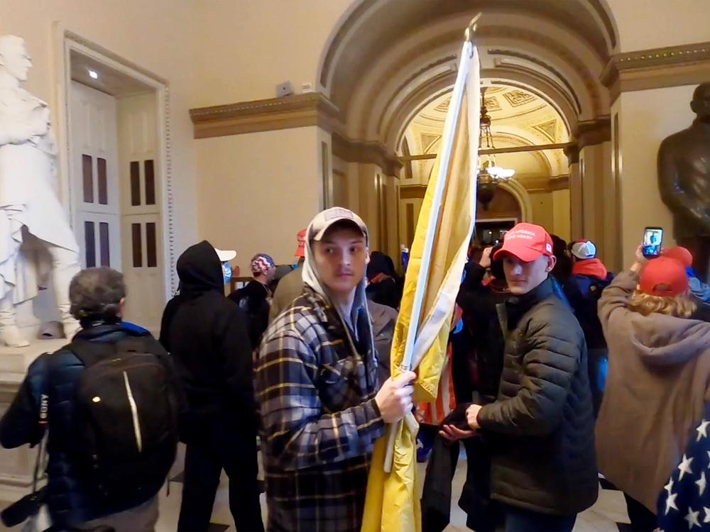 Josh Abate and Micah Coomer inside the U.S. Capitol on Jan. 6, 2021.