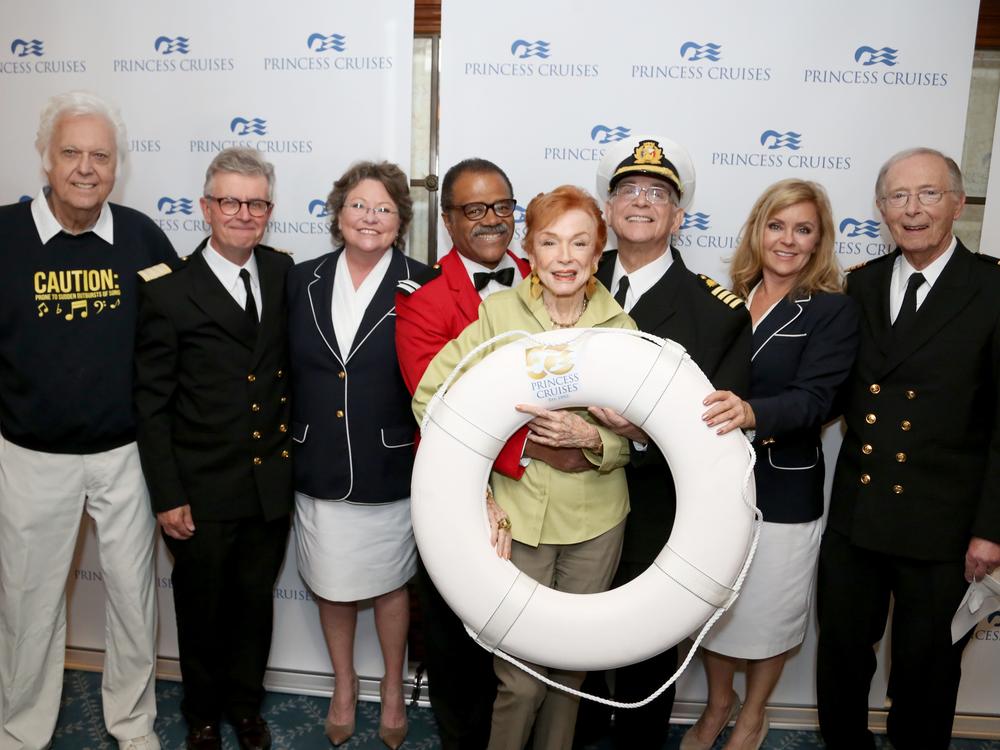 Jack Jones, left, appears with former cast members of <em>The Love Boat</em> in 2015.