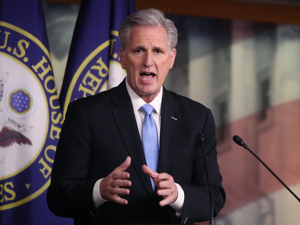 House Minority Leader Kevin McCarthy, R-Calif., speaks during his weekly news conference at the U.S. Capitol on Feb. 27, 2020 in Washington, D.C.