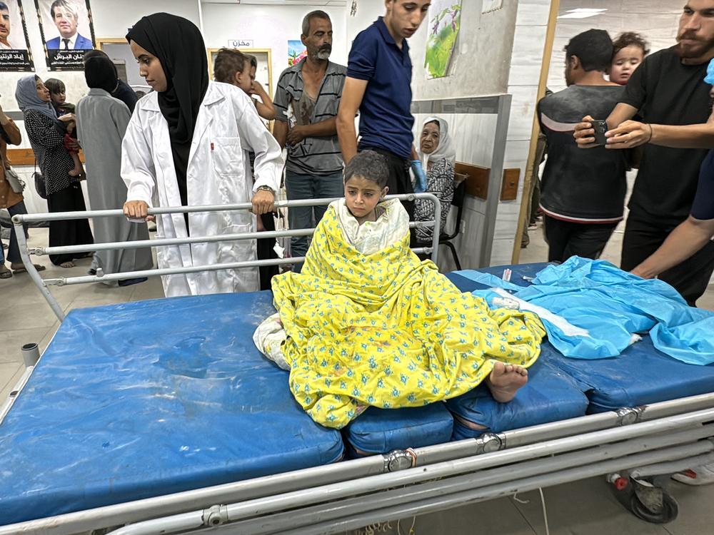 A Palestinian child receives treatment at the Kamal Adwan Hospital after an Israeli airstrike, in Beit Lahiya, in the northern Gaza Strip, on Oct. 19, amid the ongoing conflict between Israel and the Palestinian Hamas militant group.